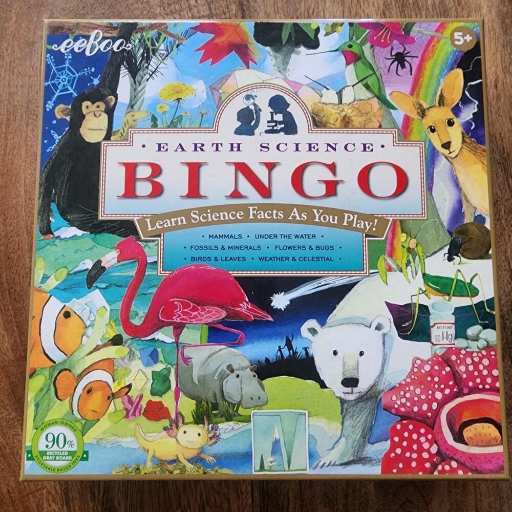 EeBoo Earth Science Bingo Educational Board Game Animals 2018 2-6 Players 5+